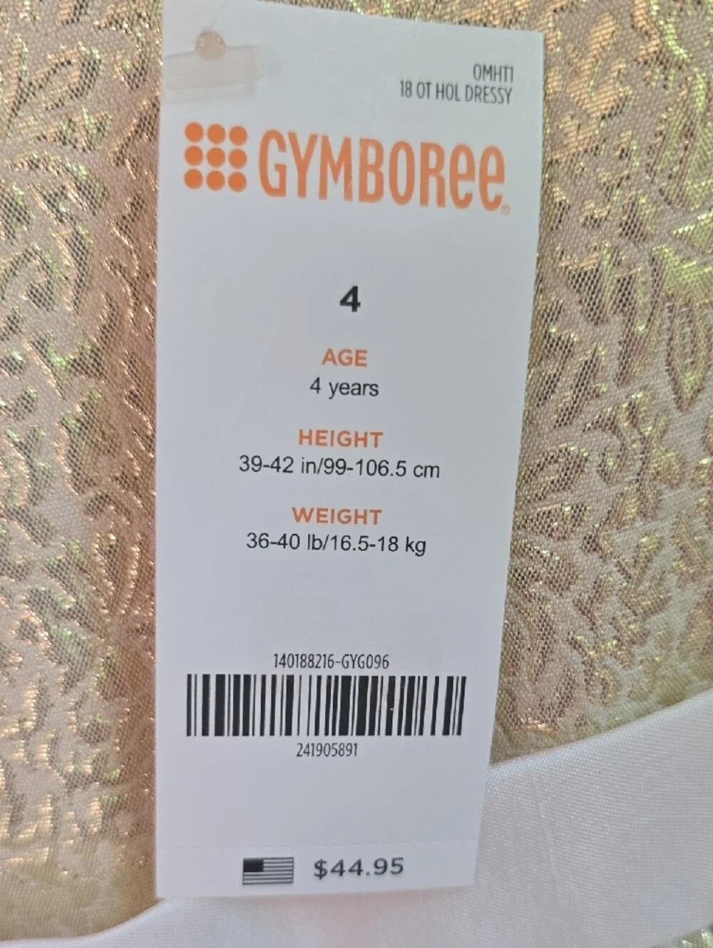 Gymboree Shimmery Gold Fit-and-Flare Party Dress with White Waistband